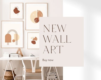 Printable Boho Abstract Wall Art, Earthy Tones