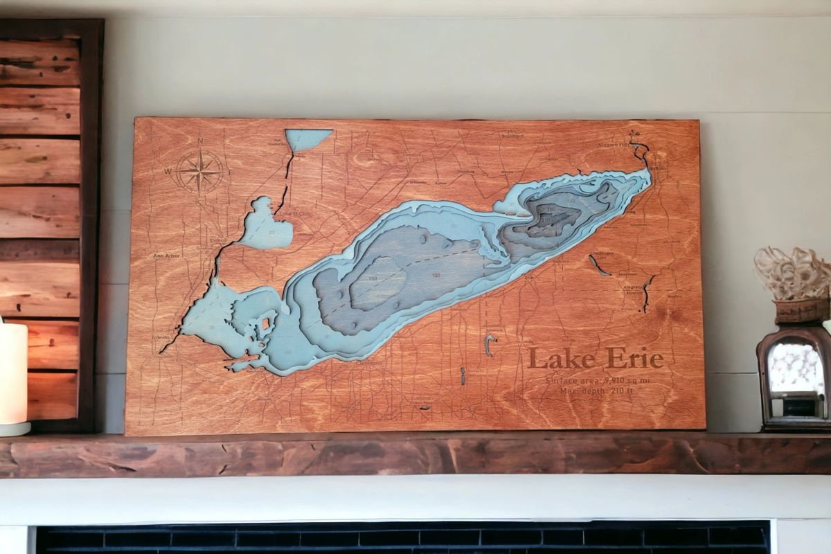 Lake Erie Depth Map - Etsy