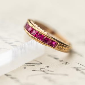Vintage Ruby Band Gold Over Sterling Anniversary Stack Ring Estate Jewelry