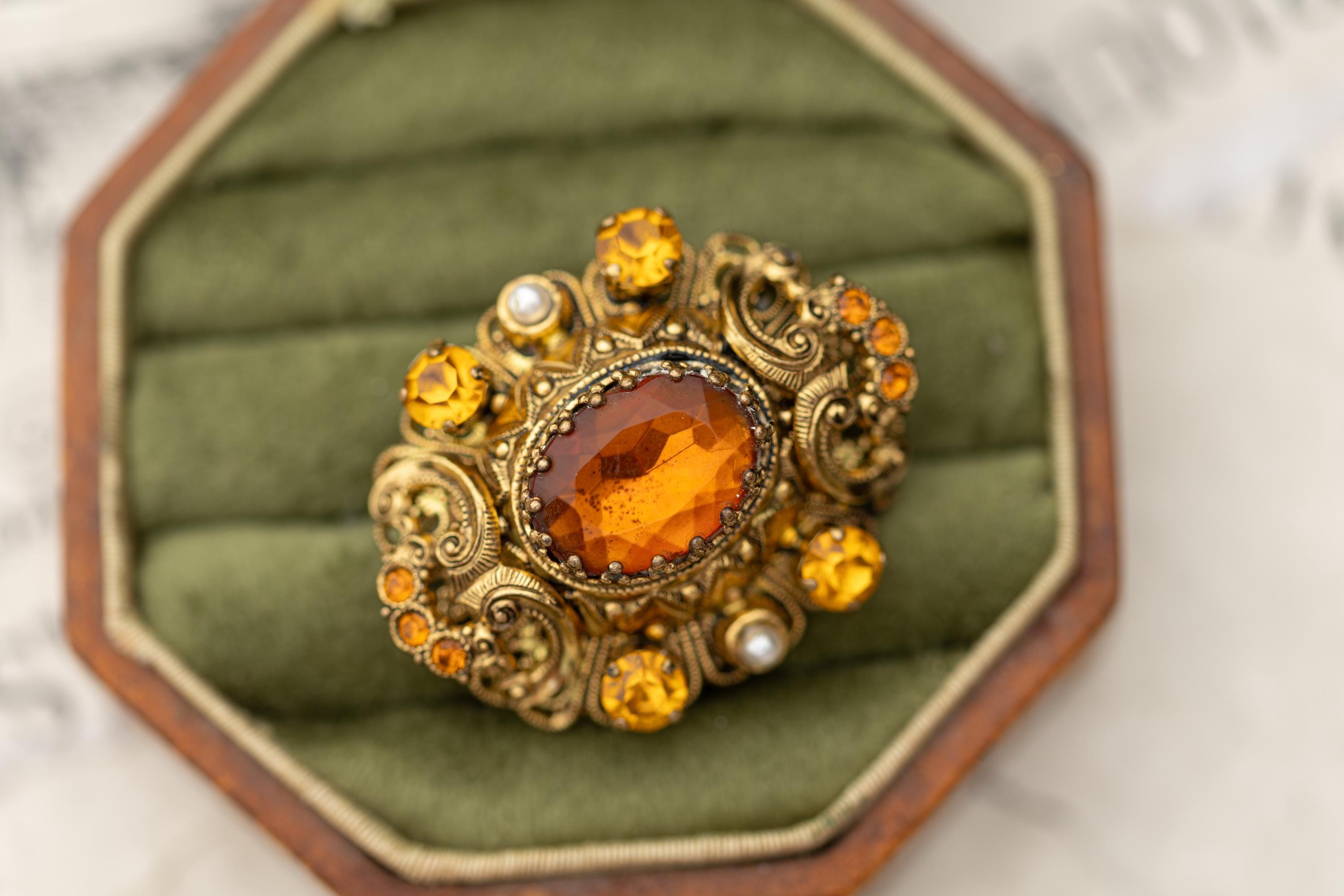 Amber Brooch - Etsy
