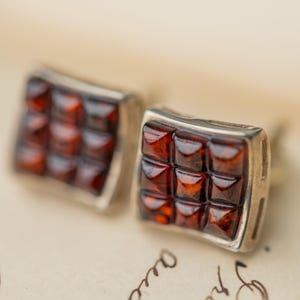 Vintage Amber Sterling Silver Clip On Earrings Estate Jewelry