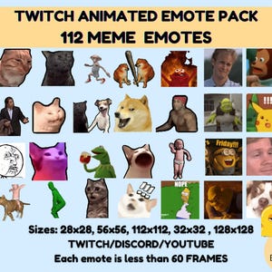 CHEAP MEME Animated Emotes pack, Meme emotes pack, meme cat emotes pack, Funny Meme Emotes pack, Meme collection Emotes, Animated Meme Emote