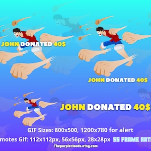 ANIMATED Twitch Alert,  One piece Alert, Luffy Alert, Gum gatling Alert, One piece , Twitch/Discord Animated Alert, Animated Alert twitch