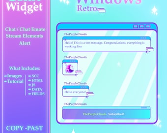 Chat Widget Retro Windows For Twitch, Retro Window Widget, Colorful Chat Widget, Chat Box and Alerts for Twitch, Stream Elements Chat Widget