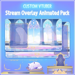 Custom VTuber Stream Overlay, Custom Vtuber intermission, Custom Vtuber Just Chatting Overlay, Open Commissions Stream Overlays Animated