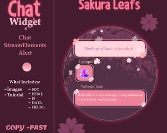 Sakura Flowers Chat Widget Animated, Japanese Stream Graphics for Twitch, Pink OBS & StreamElements | Flowers | Animated | Decoration