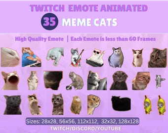 MEME Cat Emotes Animated, Meme Ct Emotes Pack, Meme Emotes Pack, Animated Meme Emotes, Twitch Meme Emotes, Funny Meme Cats Emotes Twitch