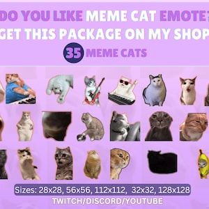 Meme cat animated emote pack for twitch discord and youtube