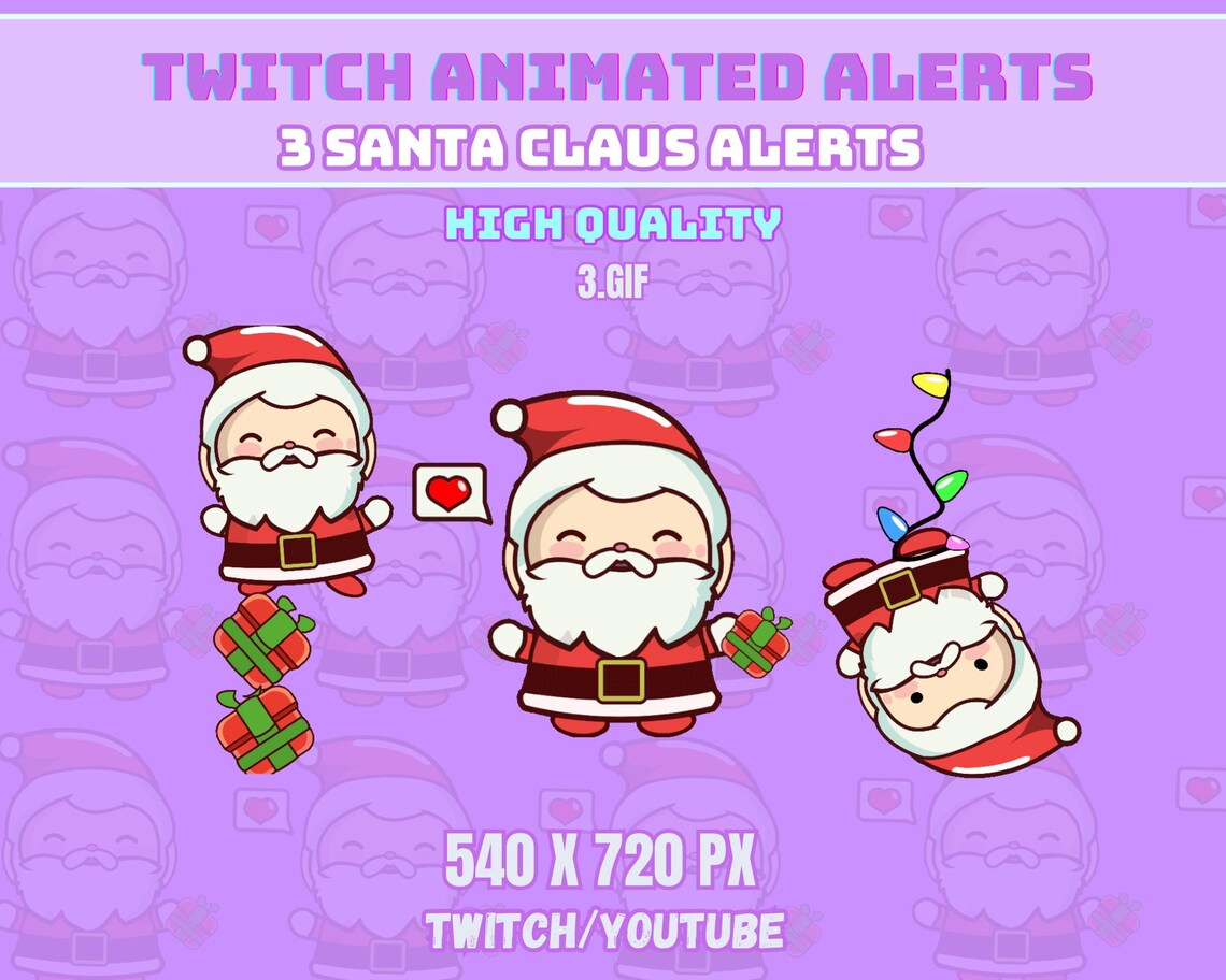 3 Santa Claus Animated Alerts for Twitch, Christmas Alerts, Twitch ...