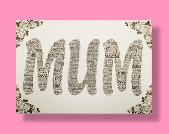 Mum Engraved Word Art Wall Plaque - Beautiful Personalised Mother's Day Gift