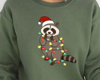 Racoon Sweatshirt, Christmas Sweatshirt, Animal Lover Shirt, Racoon Gifts, Funny Animal Shirt, Cute Animal Tee, Gift For Him,Gifts For Her,