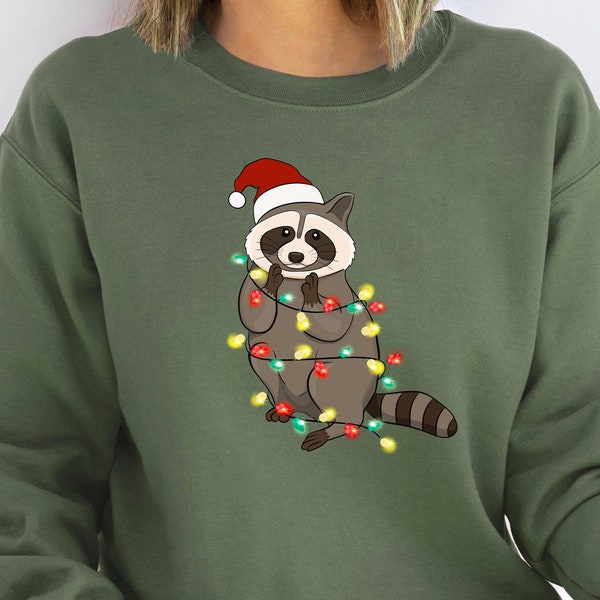 Racoon Sweatshirt, Christmas Sweatshirt, Animal Lover Shirt, Racoon Gifts, Funny Animal Shirt, Cute Animal Tee, Gift For Him,Gifts For Her,