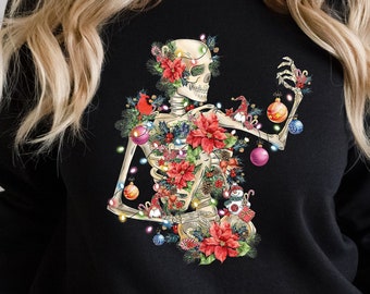 Skeleton Christmas Sweatshirt, Skeleton Sweatshirt, Christmas Lights Sweatshirt, Skull Christmas Sweatshirt, Christmas Gift