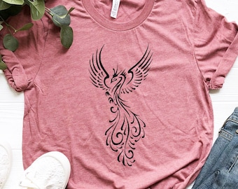 Phoenix Rising T-Shirt: Mystical Firebird Tee, Bird Lover Gift