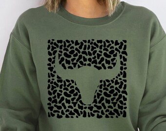 Howdy Bull Skull Sweatshirt: Western Country Crewneck