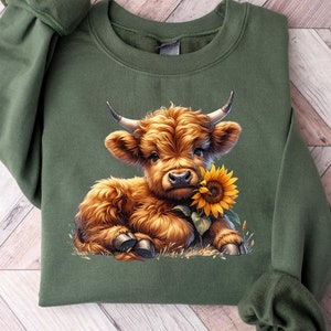 Highland Cow Sweatshirt, Highland Cow Crewneck, Cute Cow Hoodie, Western Crewneck, Highland Cow Shirt, Cow Gifts, Farm Animal Sweatshirt,