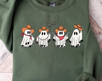 Halloween Ghost Sweatshirt, Halloween Shirt, Cowboy Ghost Shirt, Western Halloween Shirt, Cute Spooky Shirt, Halloween Gift, Country Tee,