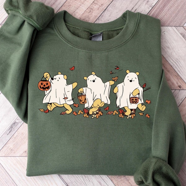 Retro Pooh Ghost Halloween Sweatshirt, Winnie The Pooh Halloween Shirt, Pooh Sweatshirt, Spooky Season Shirt, Halloween Women's Shirt,