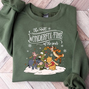 Winnie the Pooh Christmas Shirt, Disney Christmas Sweatshirt, Pooh Bear Xmas Shirt, The Most Wonderful Time Of The Year, Disney Holiday Tee
