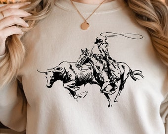 Sweat-shirt cowboy au cordage : t-shirt graphique Western Rodeo