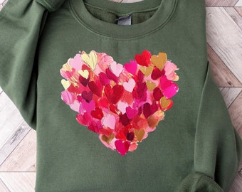 Retro Valentines Heart Sweatshirt, Cute Love Sweatshirt, Womens Valentines Hearts Sweatshirt, Mom Heart Shirt, Teacher Valentine Sweatshirt,