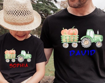 Personalized Halloween Tractor Shirt: Pumpkin Toddler Tee