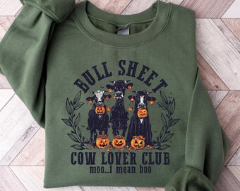 Ghost Cows Halloween Sweatshirt: Funny Bull Sheet Sweater