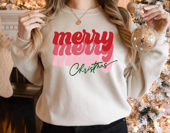 Merry Christmas Sweatshirt Womens Christmas Sweatshirt Christmas Sweatshirts for Women Christmas Gift Women merry Christmas Shirt Etsy