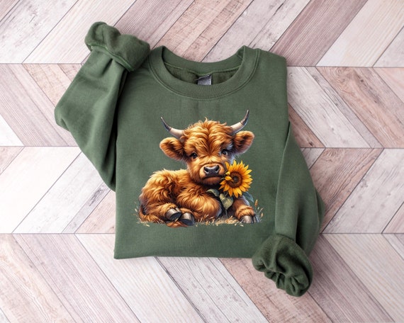 Highland Cow Sweatshirt, Highland Cow Crewneck, Cute Cow Hoodie, Western Crewneck, Highland Cow Shirt, Cow Gifts, Farm Animal Sweatshirt,