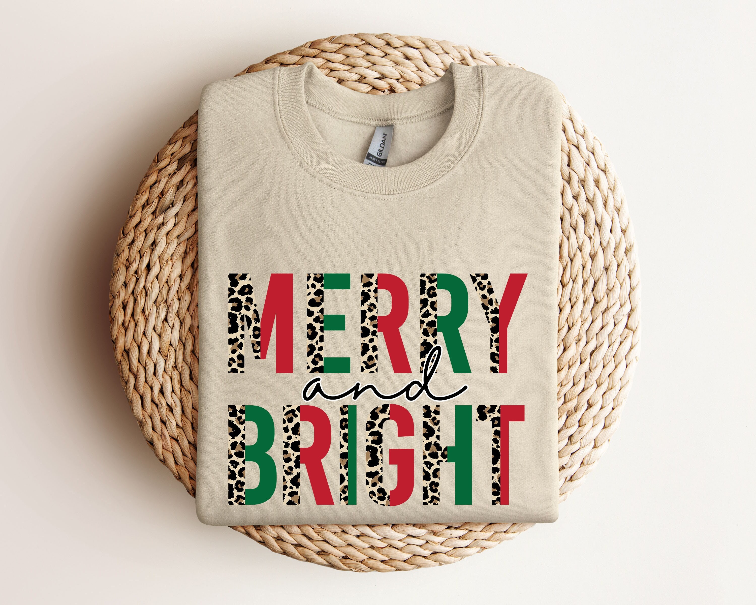 Merry and Bright Sweatshirt, Merry Christmas Shirt for Women, Christmas Crewneck Christmas Sweater