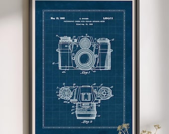 Arte con planos de cámara clásica: Póster fotográfico, decoración de cámara analógica (descarga digital)
