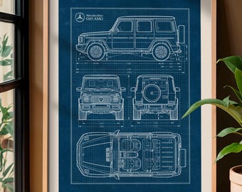 Mercedes-Benz G65 AMG Blueprint Poster,  Automotive Print, Man Cave Wall Art (Digital Download)