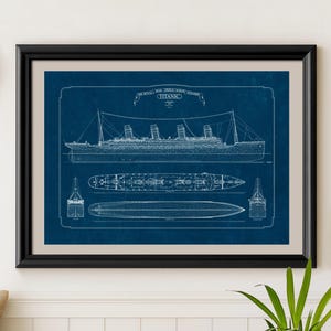 Titanic Blueprint Poster, Historic Ship Plan, Nautical Wall Art, Ship poster, Nautical decor, Nautical gift, Titanic Wall Art, Titanic Gift