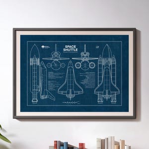 Space Shuttle Blueprint Poster: NASA Spacecraft Art, Aerospace gift (Digital Download)