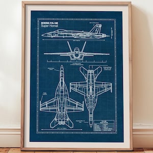 F/A-18E Super Hornet Blueprint Poster: Aviation Wall Art (Instant Download)
