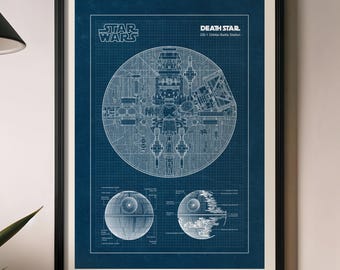Death Star Blueprint: Star Wars Wall Art, Sci-Fi Geek Decor (Digital Download)