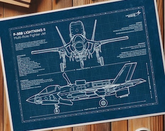 Póster del plano del F-35B Lightning II: Arte mural de aviación de caza furtivo (descarga digital)
