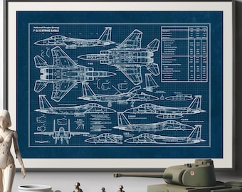 F15, F-15 E Strike Eagle, affiche de plan, décoration militaire, cadeau militaire, cadeau de décoration murale aviation, cadeau parfait pour les pilotes et les fans d&#39;aviation