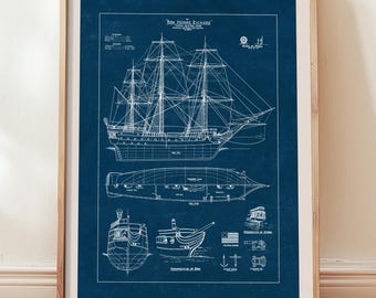 ボンヌ オム リシャールの設計図 – 1765 年の帆船の図面 - Etsy 日本