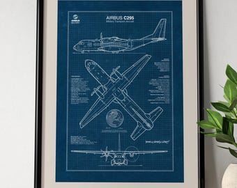 C295 Military Transport Aircraft Blueprint Poster: Aircraft Wall Art, Airplane print (Digital Download)