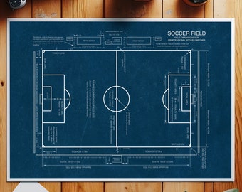 Soccer Field, Football Field Blueprint, FIFA, Football decor, Diagram, Sport wall art, Gift for Football Lovers, INSTANT DOWNLOAD