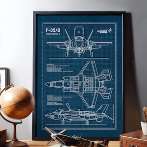 F-35/B Lightning II, f-35, Blueprint Poster, Aviation decor, Military Aviation, f-35 poster, military gift, Aviation Gift, INSTANT DOWNLOAD