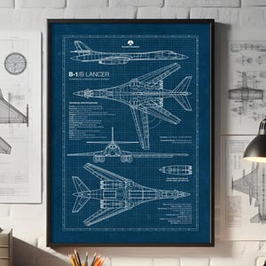 B-1B Lancer, Blueprint poster, strategic bomber wall decor, Military Aviation, Military Gift, aviation enthusiast gift, INSTANT DOWNLOAD