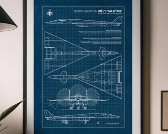 XB-70 Valkyrie Blueprint Poster, Aviation Gift, Military Wall Art (Digital Download)