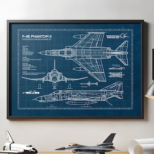 F-4 Phantom 2, Blueprint Poster, F-4 Poster, Aviation decor, Airplane Print, Military Gift, American Fighter Aircraft, INSTANT DOWNLOAD