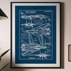 Póster del plano del F-14 Tomcat: Arte de aviación, decoración militar (descarga digital)