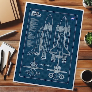 Póster de transbordador espacial, nave espacial, NASA, póster de orbitador, impresión de cohete espacial, decoración con temática espacial, póster aeroespacial, descarga instantánea