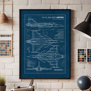 Saab JAS-39 Gripen Fighter Jet Poster, Swedish Military Aircraft Art, Aviation Wall Art, Aviation Gift, Military Decor gift, Pilot Gift