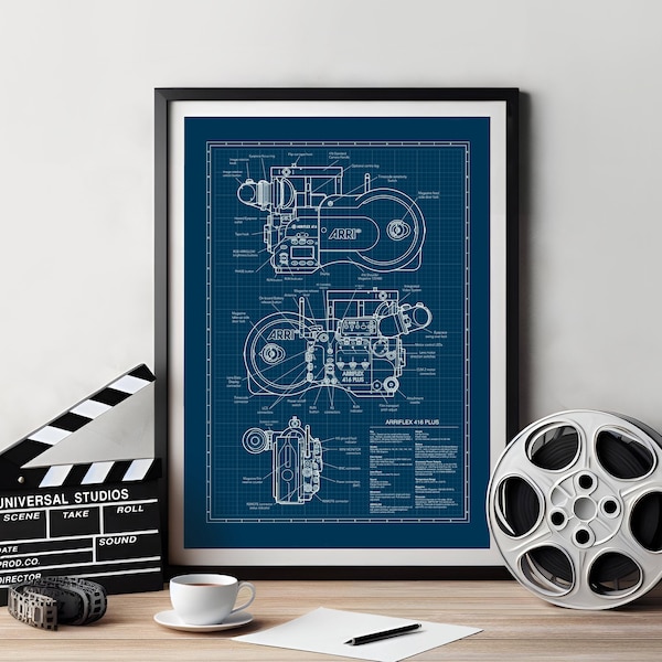 Arriflex 416 Plus Cinema Camera, Blueprint Poster, Classical Poster, Retro Print, Gift for Cinema Lovers, Digital Wall Art, Gift for House