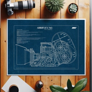 ARRIflex 765 Kino Kamera, Blueprint Poster, Kamera Druck, Retro Poster Druck, Geschenk für Kino Liebhaber, Geschenk für Kameramann, Geschenkidee